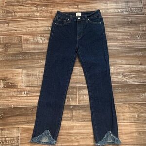 Jonathan Simkhai Women’s Dark Blue Denim Jeans with Frayed Hem